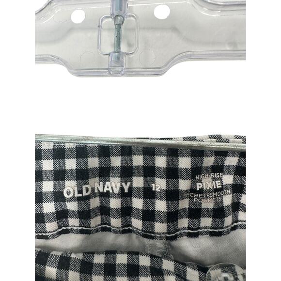 Old Navy Black White Gingham Career Office Work Business Pixie Pants Size 12 - Picture 2 of 11